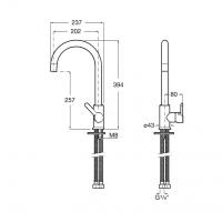 Roca Mencia Döner Çıkış Uçlu Eviye Bataryası, Cold Start, Siyah A5A7409CN0