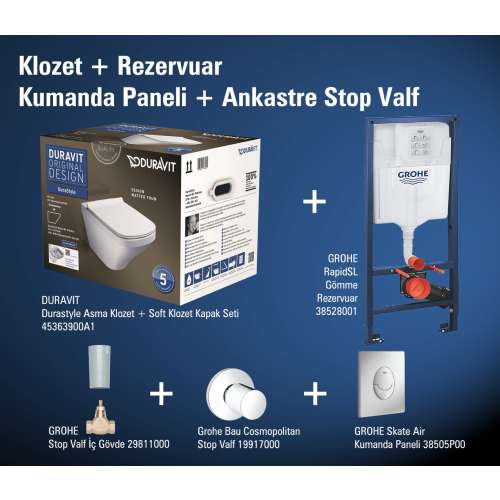 DURAVIT-Durastyle Klozet+GROHE RapidSL Rezervuar+Panel+Stop Valf