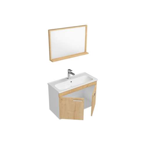 Ece Banyo Rubino Banyo Dolabı 80 cm Set Beyaz Meşe 24RBS009080E