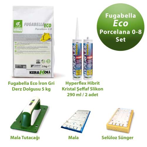 KERAKOLL Fugabella Eco Porcelana 0-8 İron Gri Derz Dolgusu 5kg  Set 6 Parça